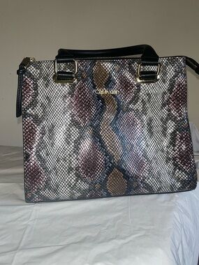 Calvin Klein Snake-Print Satchel in Black, Brown, Pink